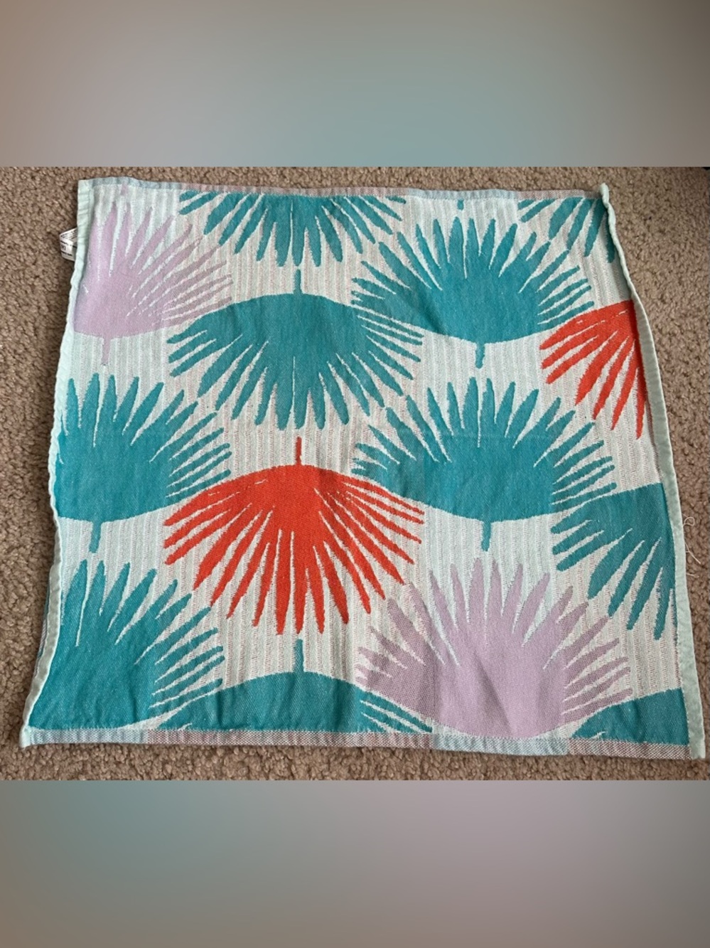 Anthropologie Palm Print Kitchen Towel in Teal, Coral & Lavender